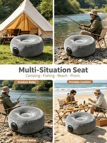 Portable Automatic Inflatable Leisure Chair, Foldable And Compact For Easy Carrying. Skin-Friendly Flocked Surface Material, Soft And Comfortable Seating, Supports Quick Inflation And Deflation. Suitable For Camping, Picnic, Beach Relaxation, Outdoor Fishing, Yard Leisure And Other Scenarios. Folds And Stores Without Taking Up Space When Not In Use, A Lightweight Chair For Outdoor Relaxation And Rest, Also Suitable For Temporary Indoor Use. - Multi-color - View 6