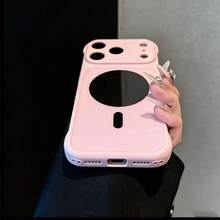 Magnetic Shockproof Phone Case Compatible With IPhone, Large Opening Full Camera Lens Protection, Matte Wavy Pattern Anti-Fingerprint Protective Cover, Compatible With Wireless Charger, Designed For Women, Suitable For IPhone 18/Ultra/17/16/15/14/13/12 Series - Pink - View 7