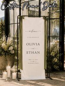1pc - Personalized Linen Wedding Banner, Customized Wedding Welcome Sign, Modern Wedding Decoration, Elegant Reception Entrance Sign, Wedding Gifts, Welcome Gifts, Bride's Party - Multicolor - View 1
