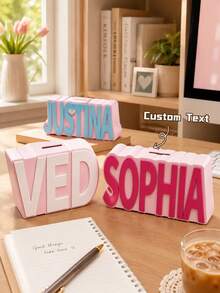 1pc Personalized Resin Letter Piggy Bank, Customized Initial Name Coin Savings Box, Colorful Durable Money Jar, Modern Home Decor Gift - Multicolor - View 7
