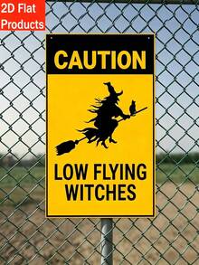 1pc Low-Flying Witch Yard Sign Iron Painting Decor, Fun Halloween Garden Signboard, Rust-Proof Reflective Iron Material, Suitable For Lawn Decoration And Halloween Party Decoration, Home Decor, Outdoor Decor, Bathroom Wall Decor - Multicolor - View 5