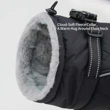Warm Dog Winter Jacket, Collar With Built-In D-Ring, Reflective High Neck Fleece Vest, Adjustable Cold Weather Snow Jacket, Suitable For Small And Medium-Sized Dogs To Wear - Black - View 9