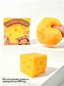 1pc Large Cheese Squishy Toy, 4 Inch Super Soft Slow Rebound Stress Relief Squeeze Toy, Cute Cartoon Cheese Block Desk Decor, Suitable For Teens And Adults Stress Relief Gift - Multicolor - View 10