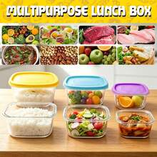 10Pcs PP Food Storage Containers With Colorful PP Lids, 5 Sizes 67oz/39oz/23oz/13oz/7.5oz Airtight Stackable Meal Prep Box For Vegetables Fruit Leftovers Storage - View 4