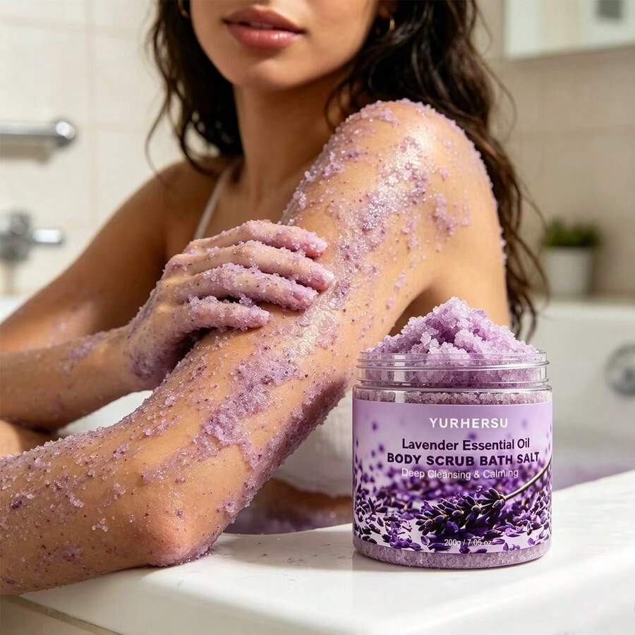 Lavender Essential Oil Exfoliating Bath Salts, Gentle Exfoliation, Lavender Scent Soothing, Soft And Fragrant Skin After Bath, 200g - Lavender Bath Salts - View 1
