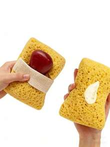 1pc Cheese Shaped Bath Loofah Bag | Gentle Exfoliating Scrubbing Tool | Deep Cleansing Rich Foam | Hanging Soap Storage Bag | Portable Travel Body Care Tool - View 4