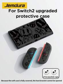 1pc Black Smiling Face Pattern Protective Case Compatible With Switch 2/OLED/Switch NS/Lite/Switch Battery Version Game Console Accessory - Black - View 1