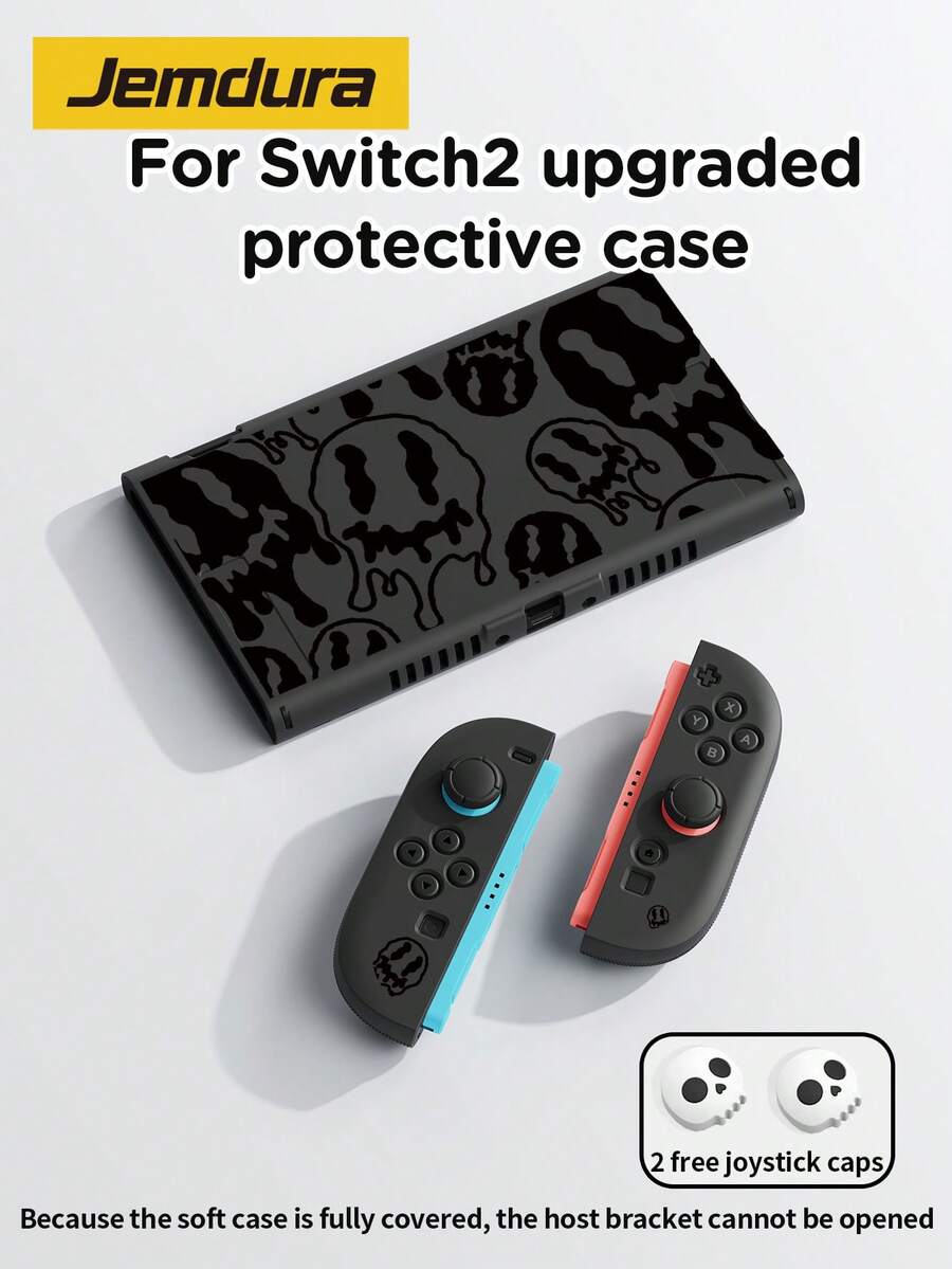 1pc Black Smiling Face Pattern Protective Case Compatible With Switch 2/OLED/Switch NS/Lite/Switch Battery Version Game Console Accessory - Black - View 1