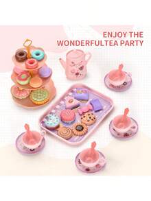 Girls And Boys Afternoon Tea Snack Tea Set Toy Set Includes Tea Set, Realistic Desserts, Carrying Case, Pretend Play Children's Kitchen Toy, 3-8 Years Old Girls Princess Birthday Party Gift (Accessory Colors Random, Gift Box Is Cardboard) - Multicolor - View 6