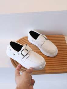 1 đôi giày sneaker loafer trẻ em phong cách retro phối màu, giày thường ngày cho bé trai và bé gái, mùa xuân thu, mẫu mới, chống trượt, xỏ chân dễ dàng - trắng - Xem 5