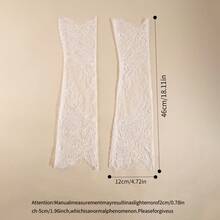 1 Pair Women's Vintage Lace Long Arm Sleeves, Suitable For Wedding Evening Party - White - View 2