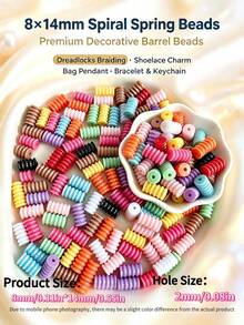 50/100pcs 8x14mm Acrylic Multicolor Spiral Barrel Beads,Cute Cylindrical Large Hole Plastic Beads,Suitable For DIY Hair Accessories And Bead Jewelry Making,Shoe Charms, Bag Chain, Bracelets,Keychains,Crafts For Adults - Multicolor - View 6