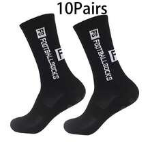 6 Pairs Men's Soccer Socks, Short Thick Terry Cloth Low-Cut High-Cut Couple Anti-Slip Socks, Mid-Calf Sports Socks, Durable, Autumn Socks 1/2/3/4/5/6 Pairs, Breathable - White - View 7
