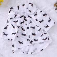 Small Dog Cute Dachshund Print Pet Shirt - Lightweight Short Sleeve Collared Top For Spring/Summer Walks And Photos, Breathable And Comfortable - Multicolor - View 3