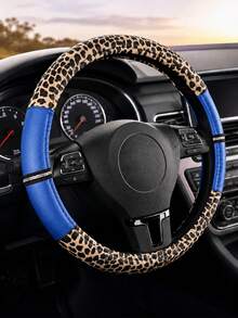 Leopard Print Rhinestone Shiny Steering Wheel Cover, Non-Slip Rubber Inner Ring PU Leather Car Accessory, Suitable For Women And Girls, Vintage Breathable Grip Protective Cover, Universal 15 Inch, Car Interior Accessory - Leopard Print With Diamonds - View 21