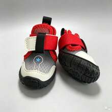 Star Print Breathable Mesh Fabric Wide Hook And Loop Dog Shoes For Small And Medium Dogs Outdoor Walking - Red - View 4