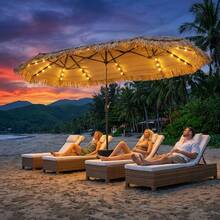 1pc Solar Powered Patio Umbrella Light, 104 LED Umbrella Pole Light With Remote Control, 8 Lighting Modes, LED String Lights, Fairy Lights, Suitable For Camping Tent Garden Party Decoration, Solar Wireless Umbrella Light For Yard Gazebo (Battery Included) - Warm White - View 2