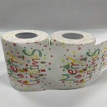 1/2roll Creative Colored Christmas Happy Wishes Printed Toilet Paper Roll, A Festive Gift Made From Virgin Pulp For Friends - Multicolor - View 5