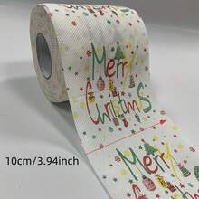 1/2roll Creative Colored Christmas Happy Wishes Printed Toilet Paper Roll, A Festive Gift Made From Virgin Pulp For Friends - Multicolor - View 8