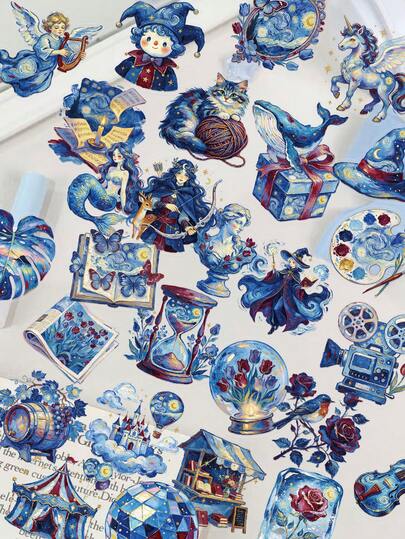 50pcs Impressionist Van Gogh Stickers For Phone Case, Keyboard, Tablet, Diary, Laptop, Planner, Guitar, Helmet, Skateboard