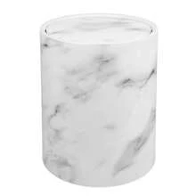 Kichvoe Cubo de Basura con Tapa Abatible Bote de Basura de Imitaci?n Veteado para Cocina Ba?o Oficina y Dormitorio Pl?stico 9.17 X 9.17 X 10.62 in 1 Pieza - Blanco - Ver 2