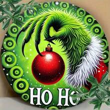 The Grinch لافتة دائرية إبداعية بتصميم هوهوهو لعيد الميلاد، زينة شجرة عيد الميلاد، مناسبة لديكور عيد الميلاد والهالوين وحفلات أعياد الميلاد، مناسبة للمنزل وللكبار كهدية - متعدد الألوان - مشاهدة 4