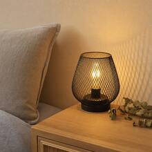 Metal Mesh LED Night Light 17x15cm, Warm Glow Decorative Table Lamp For Bedroom, Portable USB Rechargeable Ambient Light, Durable Metal Cage Design For Home Decor - 1 Pc - View 3
