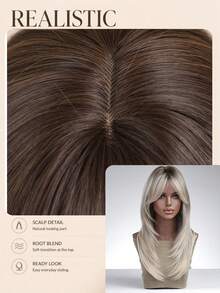 White & Gold Butterfly Long Hair With Bangs Synthetic Wig, Natural Hair Texture, Suitable For Women, Cosplay, Back To School Season - Multicolor - View 7