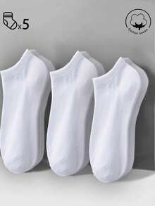 30/20/15/10/5/3/1 Pasang Kaos Kaki Katun Wanita Tanpa Jahitan, Putih/Abu-abu/Hitam, Musim Semi, Musim Panas, Jaring Bernapas, Cocok untuk Pemakaian Sehari-hari, Warna Acak - MultiWarna - View 2