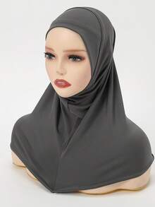 1PC/2PCS Women's Fashionable Convenient Solid Color Muslim Hijab, Elegant Comfortable Simple One Size Lightweight Underscarf, Crystal Linen Headwrap, Slouchy Headscarf, Suitable For Daily Wear - Crystal Linen Convenient Headband - View 24