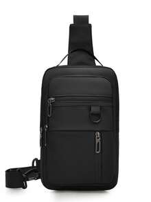 1pc Men's Black PU Leather Crossbody Chest Bag, Casual Business Style, Suitable For Daily Commute - Multicolor - View 10