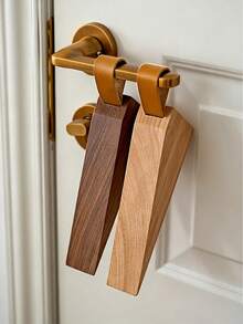 1pc Solid Wood Door Stopper, Creative Raised Anti-Collision Door Wedge, Movable Hanging Top-Mounted Wooden Door Buffer Pad For Bedroom, With Non-Slip Pad At Bottom - Multicolor - View 6