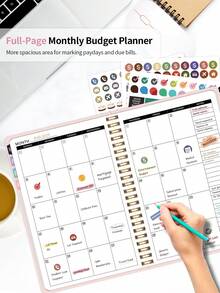 Trees 1pc Budget Plan - Monthly Finance Organizer With Expense Tracking Notes Designed To Effectively Manage Your Money, Undated Financial Plan/Ledger, Ready To Start - A5 Size Men Women Gifts School Supplies - Multicolor - View 3