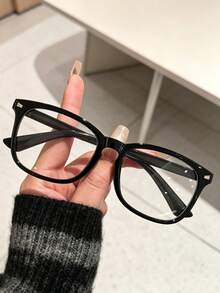 3PCS Women Leopard & Solid Frame Blue Light Glasses,Fake Glasses,Y2K Slim‑Face Eyewear,Back‑To‑School Daily Office Eyeglasses - A - View 3