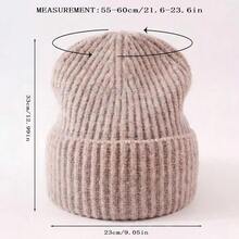 1 Ribbed Knit Beanie Simple Solid Color Loose Large Hat Men's And Women's Autumn And Winter Warm Ear Protection Wool Hat - 1pcs - View 4