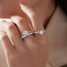 BAMOER Hypoallergenic 925 Sterling Silver D Color VVS1 Moissanite Bright Cut Round Half Eternity Stackable Ring, Suitable For Women's Wedding And Banquet - Silver - View 3