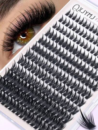 216 عنقود رموش صناعية D Curl للعطلات، كثيفة وهشة بجودة شعر أسود لامع، تصميم مقسم بعناقيد فردية، مناسبة للتركيب الطبقي DIY، مناسبة لمكياج الأسلوب الأوروبي والأمريكي والتنسيق اليومي متعدد السيناريوهات