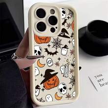 Halloween Pumpkin Ghost Silicone Phone Case For IPhone 16 15 14 13 12 11 Pro Max 17 Air Plus Soft Cover 0ZWO - 米白色 - 查看 1