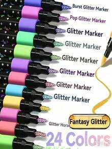 24/1 Colors Dual-Tip Glitter Pens, Quick-Drying Ink, Fine Tip, Suitable For Scrapbooking, Card Making, Planner, This 24-Color Dual-Tip Glitter Pen Set Is An Ideal Choice For Artists And Crafters, Back To School - Multiple Styles - View 2