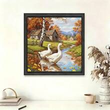 Large Size New 5D DIY Diamond Painting Kit - Rural Autumn Landscape, Round Full Drill Acrylic Artwork, Living Room, Bedroom, Home Decor, Christmas Gift, Suitable For Beginners, Frameless - View 4