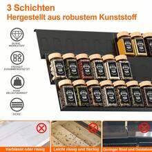 Schubladeneinsatz für Gewürze mit einstellbarer Breite 35–65 cm, verstellbarer Gewürzhalter, Ordnungssystem als Gewürz Organizer für Küchenschubladen - Schwarz - Übersicht 8