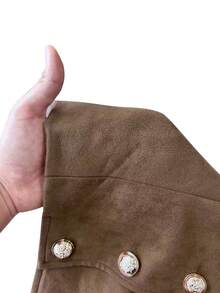Fashionable Versatile Suede Fabric Slim Fit Women's Jacket, New Autumn/Winter Style, Suitable For Daily Commute, Vintage Short Length, With Lining, Seasonal Outfit - Brown - View 8