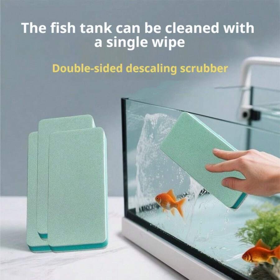 4pcs Aquarium Cleaning Sponges, Fish Tank Glass Cleaner Magic Sponge, Algae & Scale Remover, Scratch-Free Chemical-Free Melamine Foam Brush, Suitable For Freshwater And Saltwater Tanks Aquarium Accessories - View 1