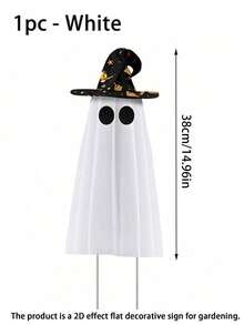 2pcs Halloween Yard Signs, Ghost Halloween Yard Signs With Stakes, Large Halloween Yard Decor, Creative Witch Hat Ghost Lawn Decoration, Waterproof Scary Outdoor Holiday Ghost Decor, Suitable For Yard, Lawn, Garden, Outdoor Decoration - Multicolor - View 8