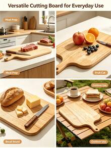 Oak Cutting Board With Handle, Suitable For Country Style Kitchen, Christmas, Halloween, Thanksgiving, Harvest Season Gifts, Used For Dinner Preparation, Defrosting, Kitchen Decoration And Pre-Meal Preparation Storage - Wood Color - View 5