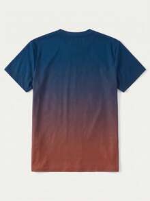 Men's Ombre Short Sleeve T-Shirt, Comfortable & Breathable, Summer Wear, Leading Fashion - Royal Blue - View 9