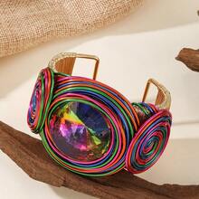 European American African Exaggerated Niche High-End Vintage Colorful Artificial Crystal Green Bracelet - Colorful - View 4