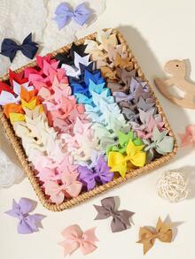 24pcs Full Color Ribbed Bow Hair Clips, Minimalist Gentle Non-Damaging Hair Accessories, Daily Atmospheric Headwear - Mixed color - View 11
