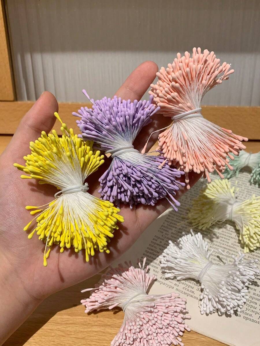 400pcs 2mm Artificial Flower Stamens, Handmade DIY Artificial Flower Materials, Home Floral Craft Decor, Handmade Fake Flower Pollen, Pearl Powder, Suitable For Christmas, Wedding Floral Arrangement, Scrapbooking And Wedding Decoration