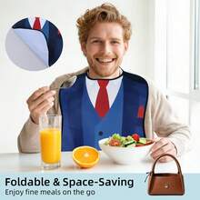 1pc Adult Bib, Comfortable And Practical, Reusable, Suit Pattern, Brings Happiness And Warmth To Your Dining Table, Unisex, Suitable For All Seasons, Perfect For Nursing Homes, Hospitals, Restaurants, Home Dining And More, Ideal Gift For Christmas And Thanksgiving - Multicolor - View 7